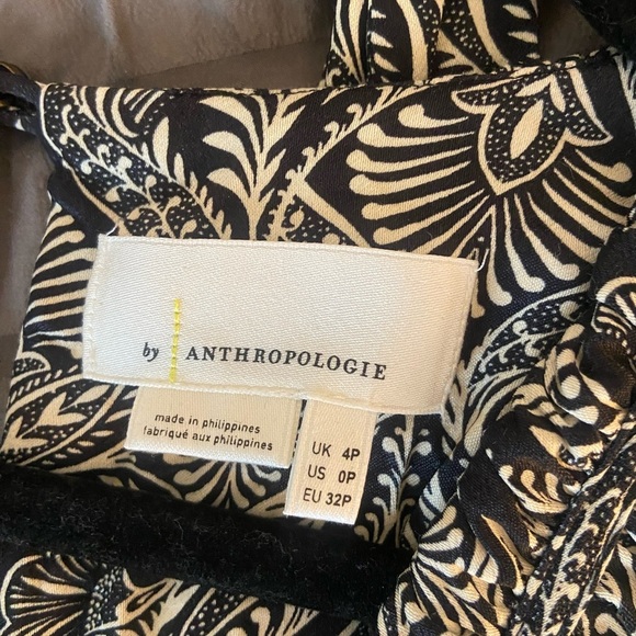 Anthropologie Zadie Jumpsuit Patterned Button Down Elastic Waist Navy White - Picture 9 of 9